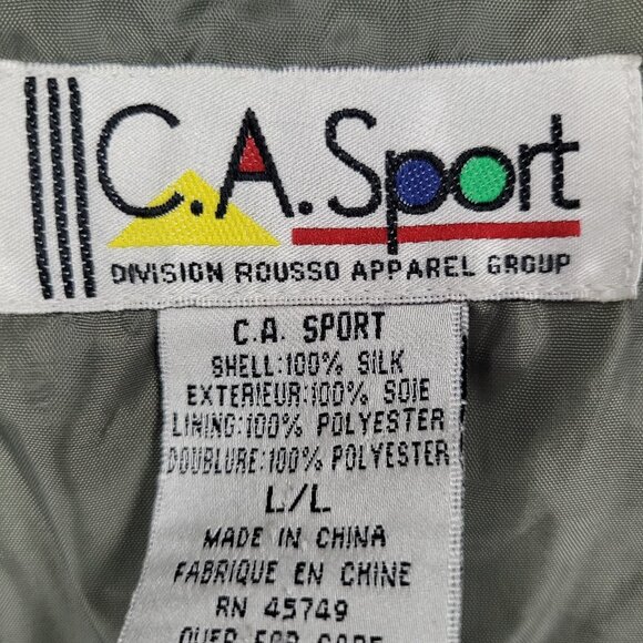 VTG C.A. Sport Green 100% Silk Lightweight Buttoned Lined Jacket Safari Large L - Picture 3 of 16